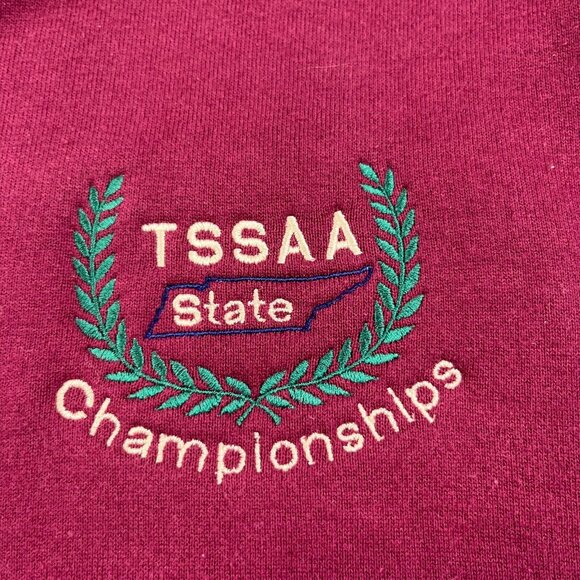 VTG TSSAA State Championship Jerzees Super Sweats Sweatshirt Men Large Burgundy - Picture 5 of 13